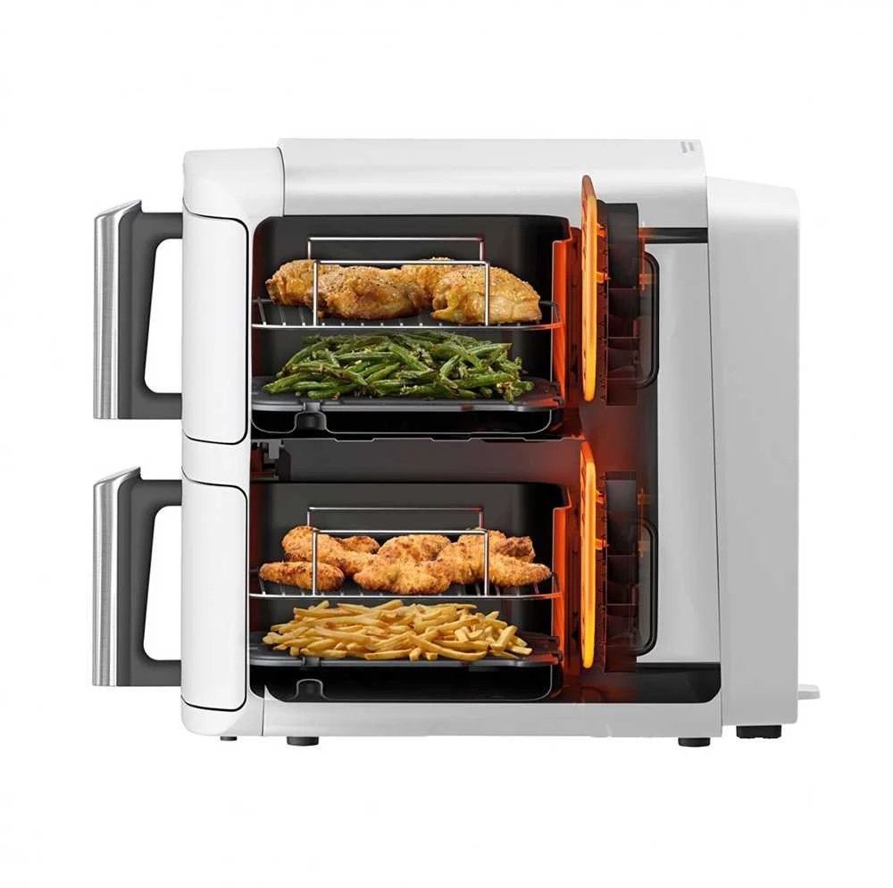 Karšto oro gruzdintuvė Ninja Double Stack XL, 2 lygių, 9,5 l, SL400EU, balta