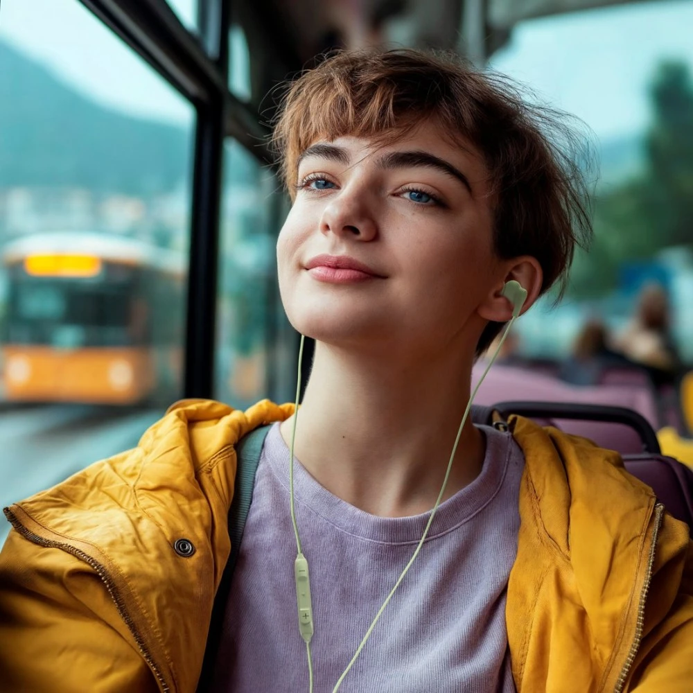 Hama Ausinės į ausis įkišamos curly usb-c žalia