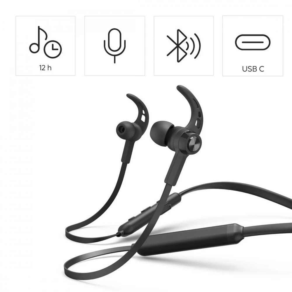 Hama Ausinės į ausis įkišamos “FREEDOM NECK III“ su mikrofonu NEW Juoda