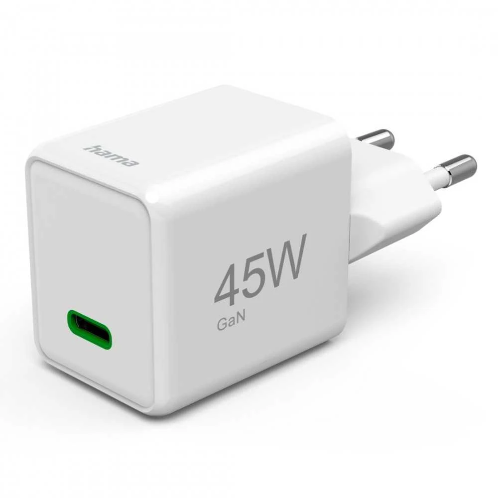 Hama supermini 45W GaN PD/QC 1x USB-C balta