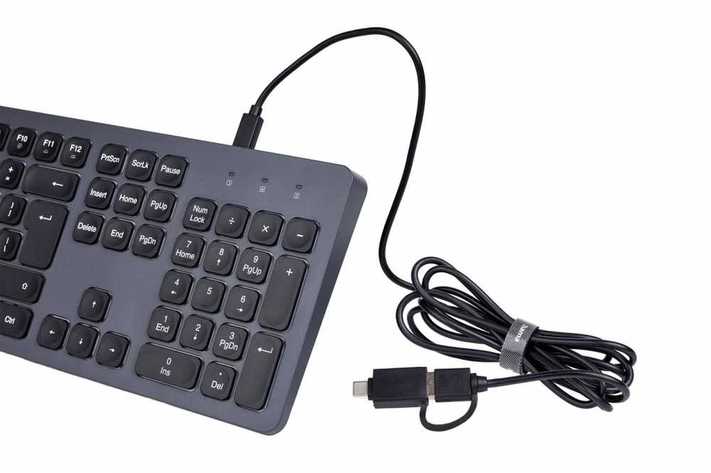 Klaviatūra Hama CK-400 su laidu 100% (full-size) su pašvietimu juoda-pilka