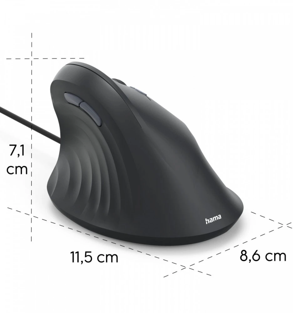 Hama Vertikali pelė CB9D2 ECM-500, su laidu, juoda