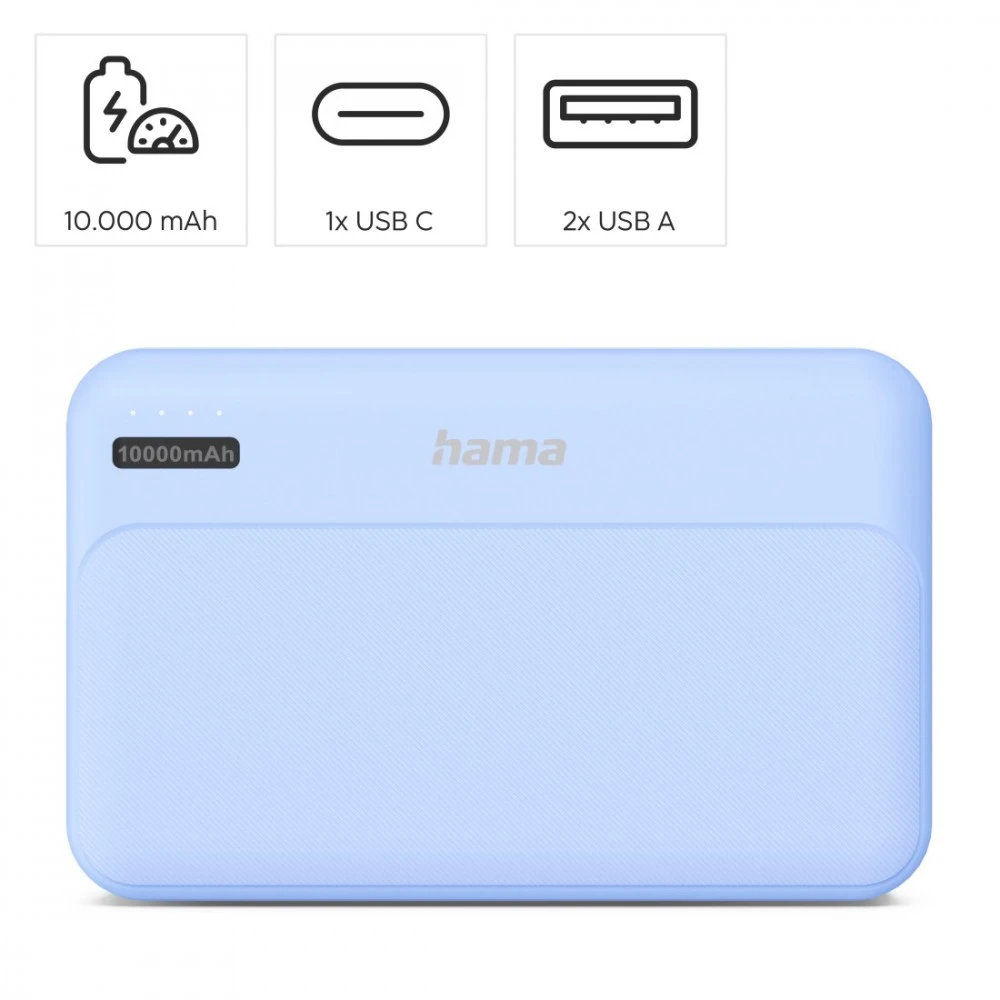 Hama Power Pack Pocket 10 10000 mAh 2x USB-A mėlyna