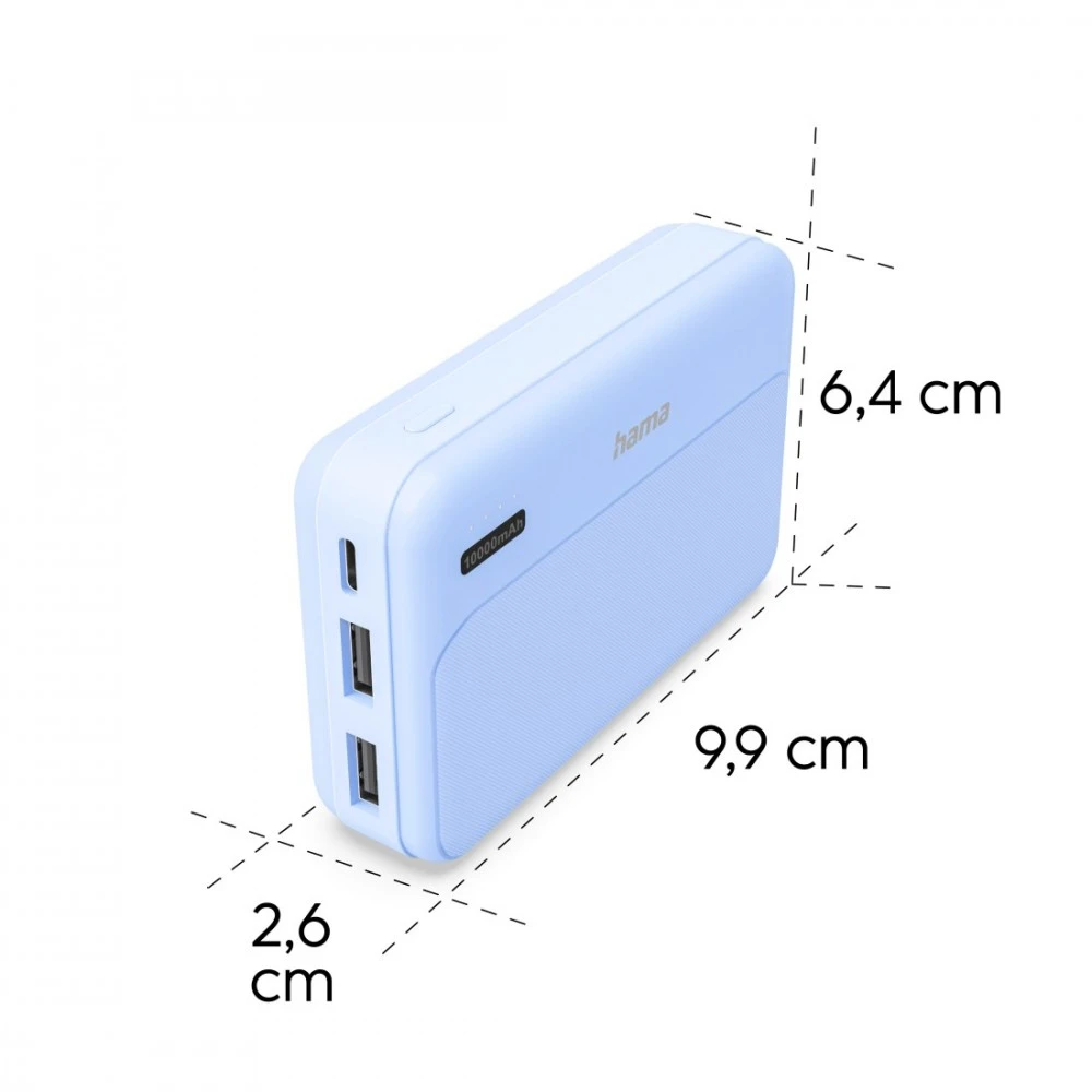 Hama Power Pack Pocket 10 10000 mAh 2x USB-A mėlyna