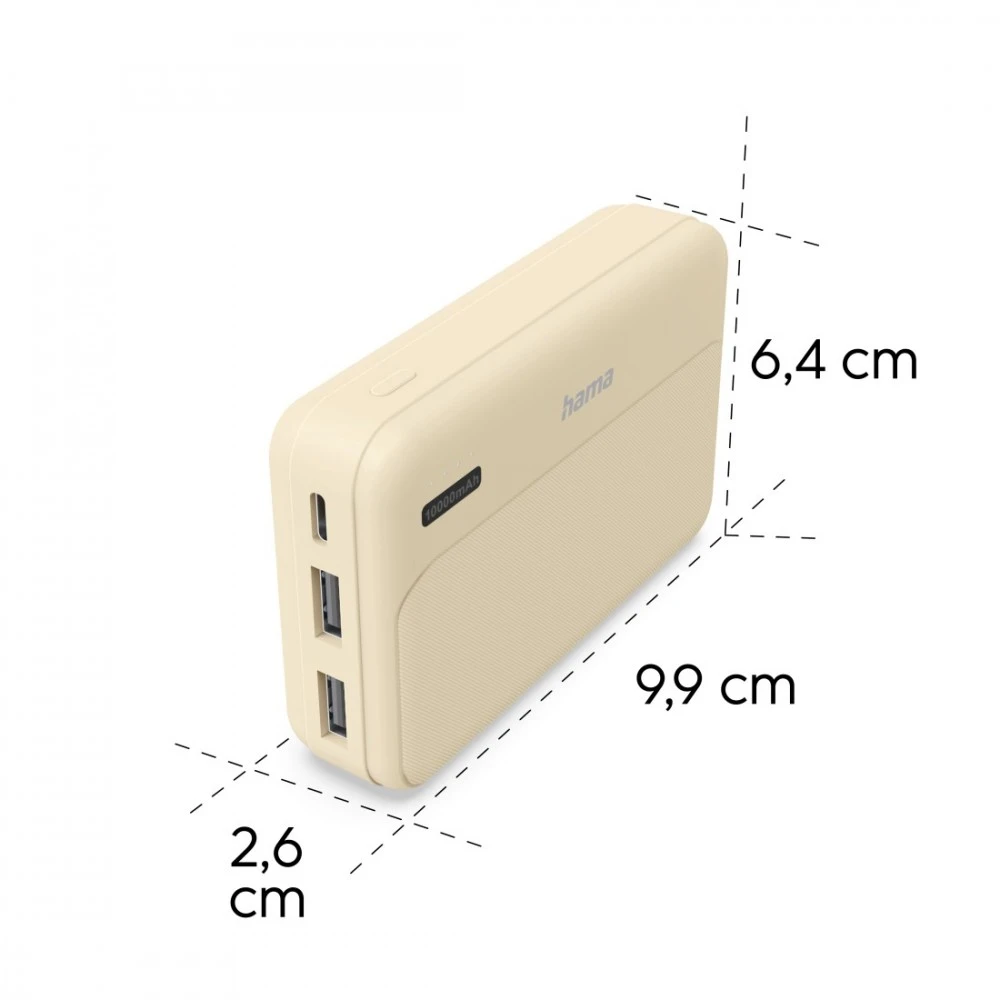 Hama Power Pack Pocket 10 10000 mAh 2X USB-A smėlio