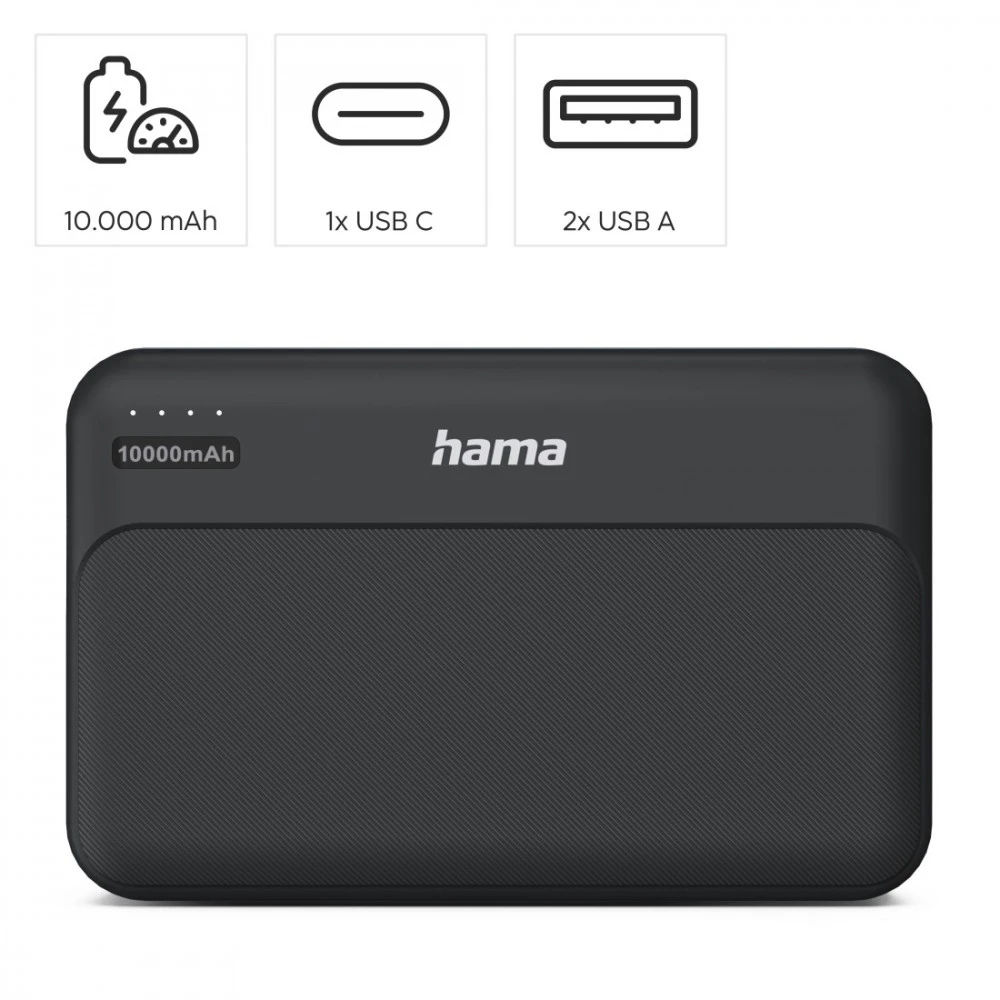 Hama Power Pack Pocket 10 10000 mAh 2X USB-A antracito