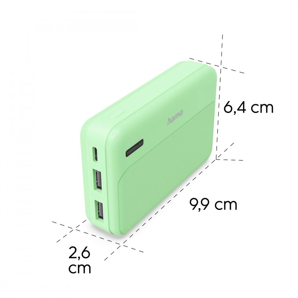 Hama Power Pack Pocket 10 10000 mAh 2X USB-A žalia