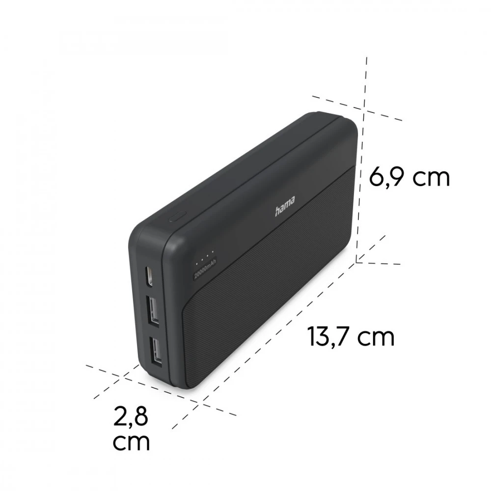 Hama Power Pack Pocket 20 20000 mAh 2X USB-A antracito