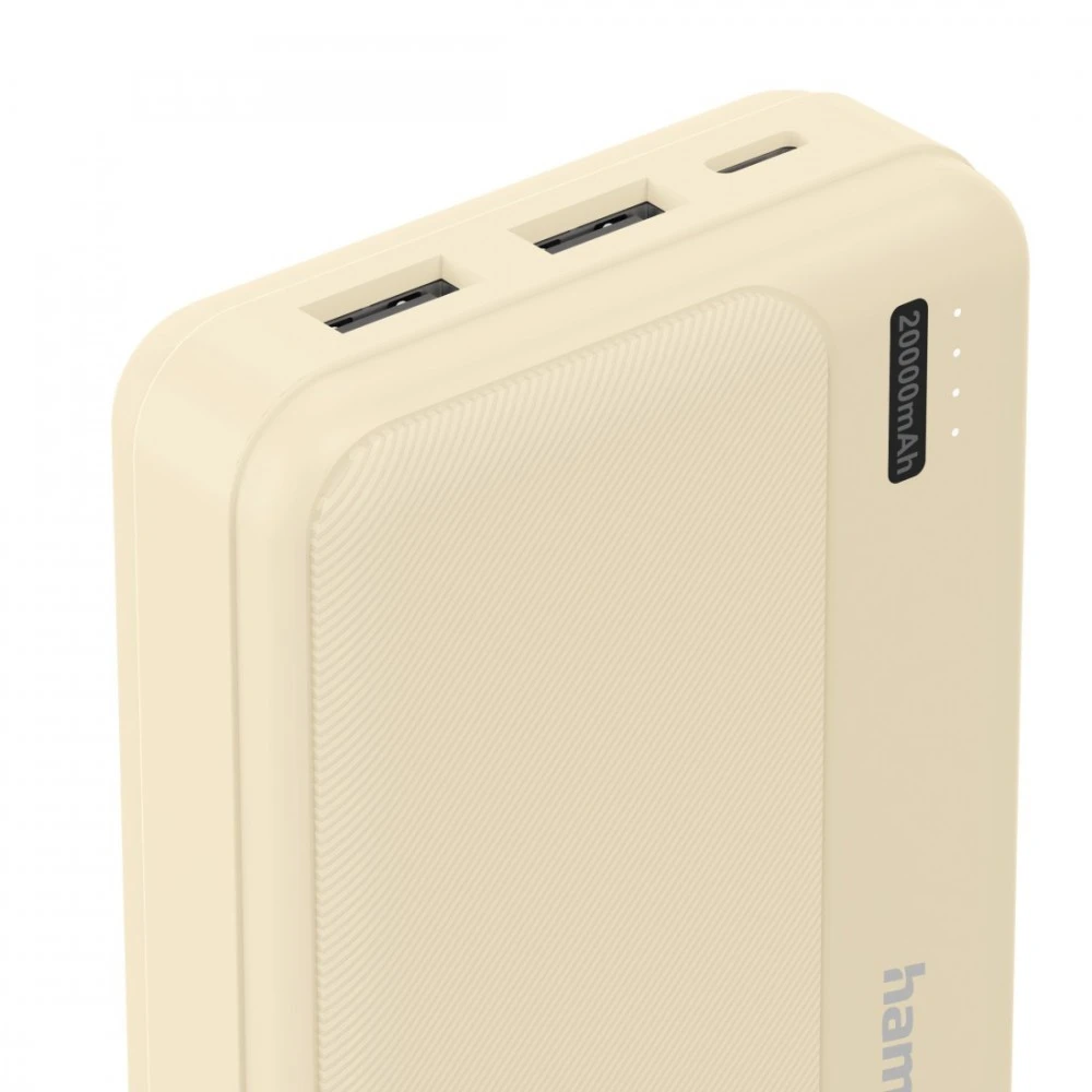 Hama Power Pack Pocket 20 20000 mAh 2X USB-A smėlio