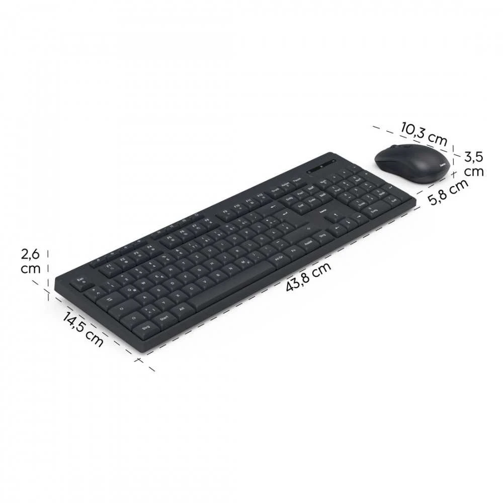 Rinkinys Klaviatūra su pele Hama CK-200/WK-200/WKM-200 belaidė juoda