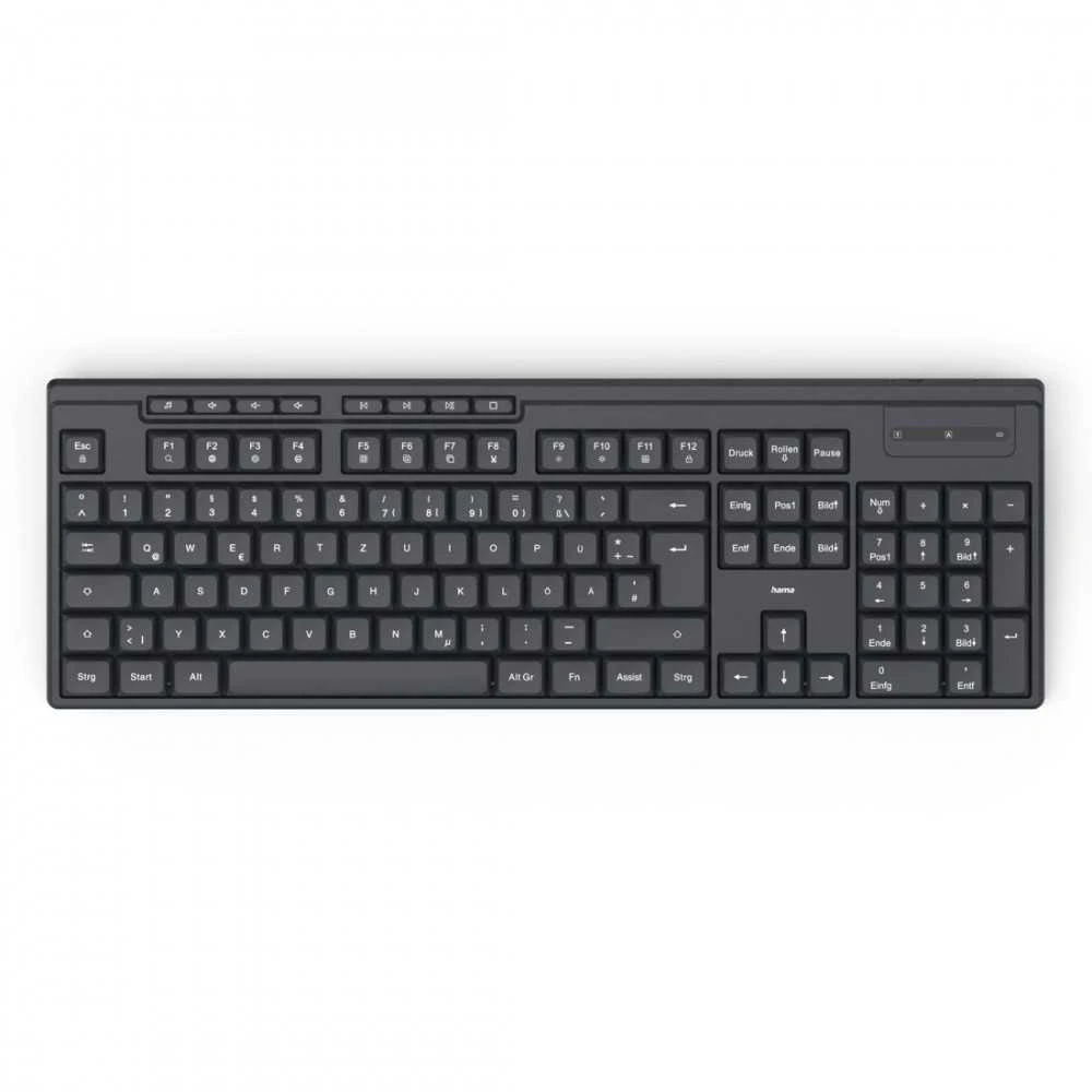 Rinkinys Klaviatūra su pele Hama CK-200/WK-200/WKM-200 belaidė juoda