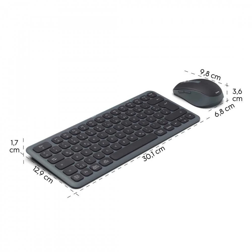 Rinkinys Klaviatūra su pele Hama WK-500/WKM-500 belaidė juoda-pilka