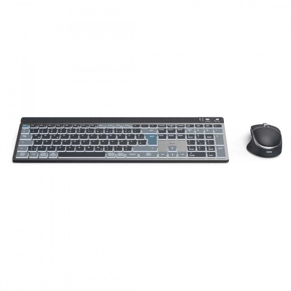 Rinkinys Klaviatūra su pele Hama WK-750/WKM-750 belaidė juoda-pilka