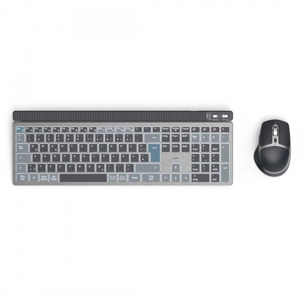 Rinkinys Klaviatūra su pele Hama WK-750/WKM-750 belaidė juoda-pilka