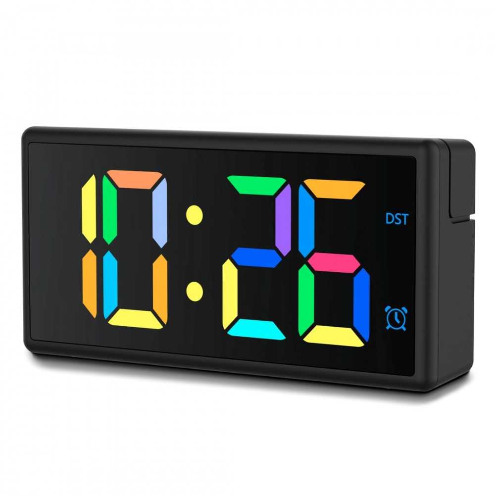 Hama Ibiza Digitālais Modinātājs Ar Multicolor Displeju USB Lādēšana Melns