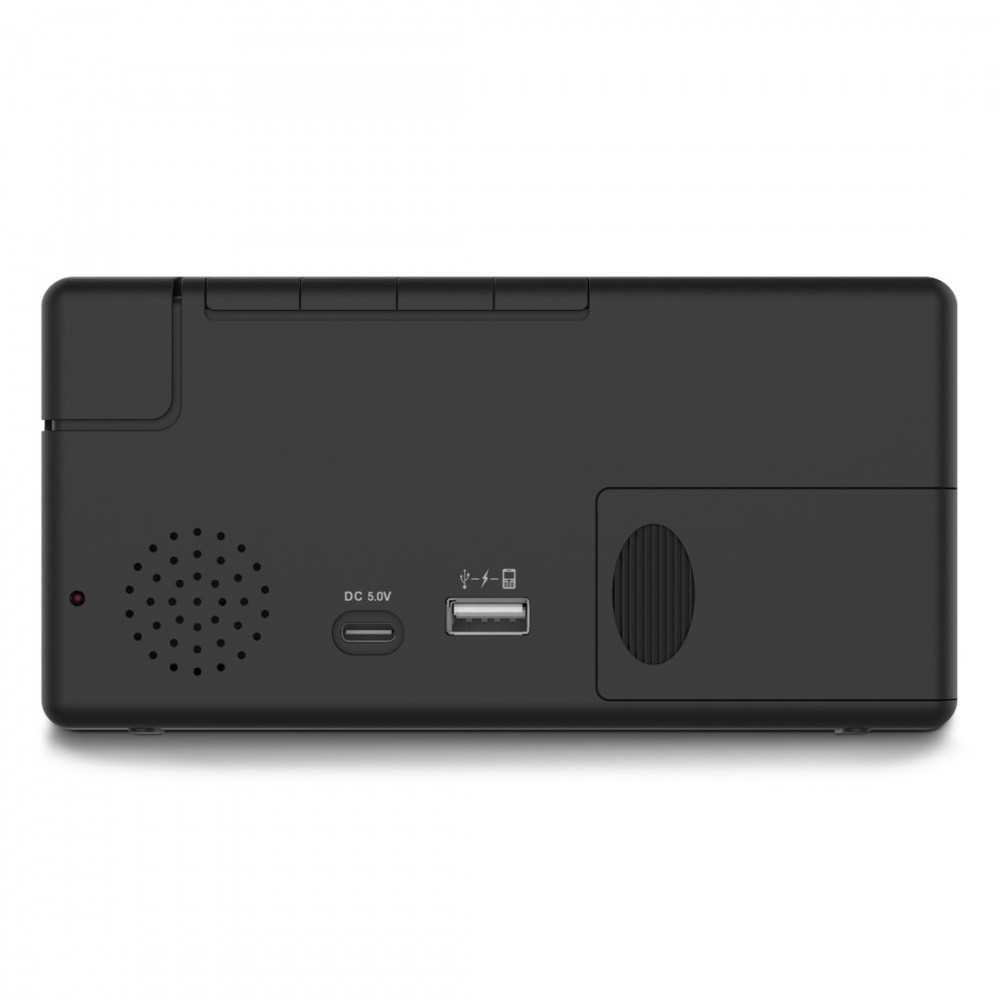 Hama Ibiza Digitālais Modinātājs Ar Multicolor Displeju USB Lādēšana Melns