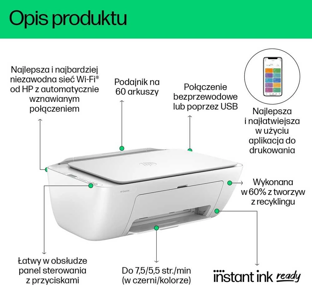 Hewlett Packard (HP) HP Deskjet 2810e daugiafunkcis daugiafunkcis spalvotas rašalinis spausdintuvas, 216 x 297 mm, A4, 7,5 psl./min., spausdina 60 lapų, USB, „Bluetooth“, „Wi-Fi“