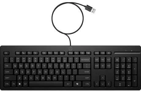 HP 125 G2 Klaviatūra su USB jungtimi su laidu, Sanitizable, Copilot Key - Juodas - US ENG