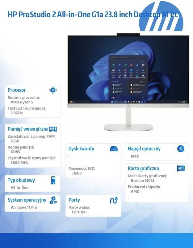 Stacionarus kompiuteris HP INC AIO 2G2i AIO/R-40/16/512/W11P/3YRO