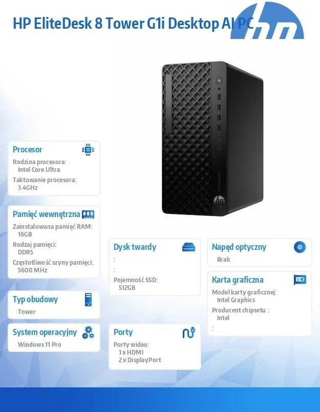 Stacionarus kompiuteris HP INC 8G1i TWR/U5-235/16/512/W11P/3YOS