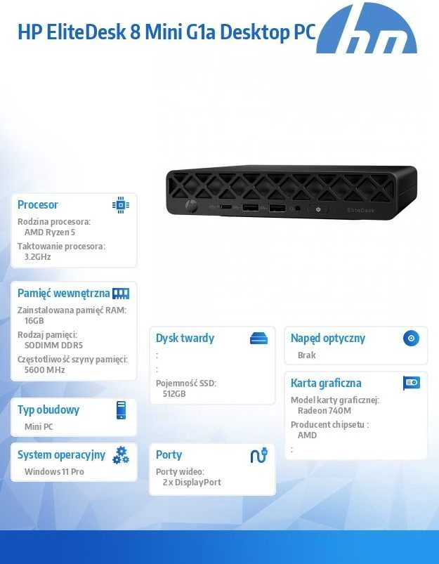 Stacionarus kompiuteris HP INC 8G1a Mini/R5-P215/16/512/W11P/3YOS