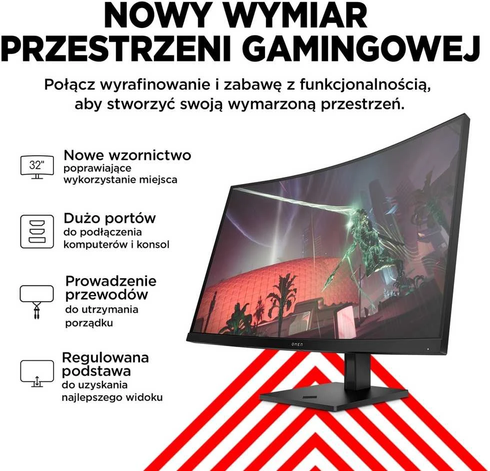 Hewlett Packard (HP) Monitorius - HP Omen 32c 2560 x 1440 Quad HD Juodas