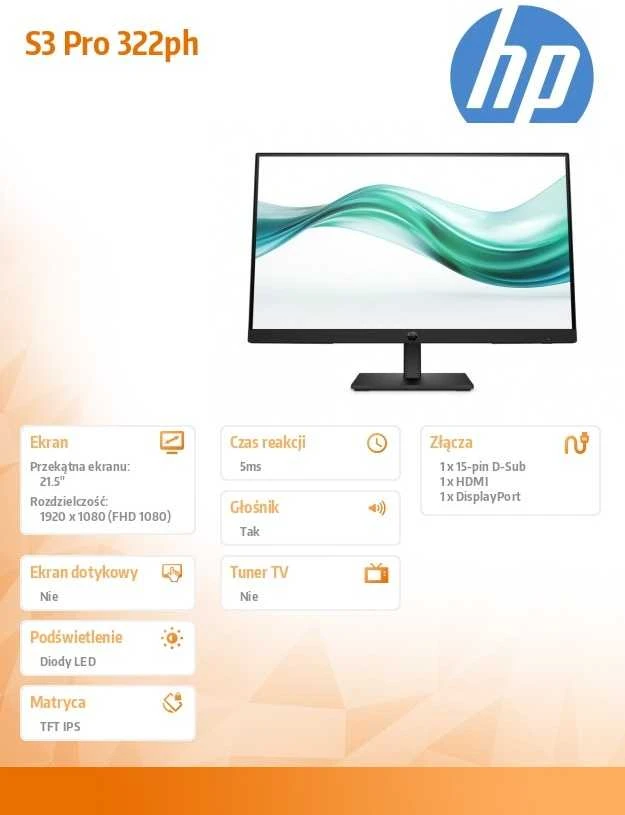 Monitorius HP 3 serijos „Pro 322ph“ – 100 Hz | „Full HD“ | IPS | 21,45 colio