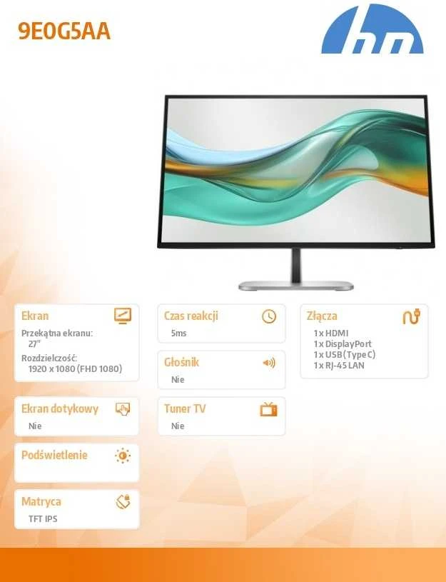 HP 527pu Series 5 Pro QHD įkrovimo monitorius – 27 colių 2560x1440 QHD 350 nitų 100 Hz AG, IPS, USB-C(100W/15W)/HDMI/DisplayPort Daisy-Chain, 3x USB-A