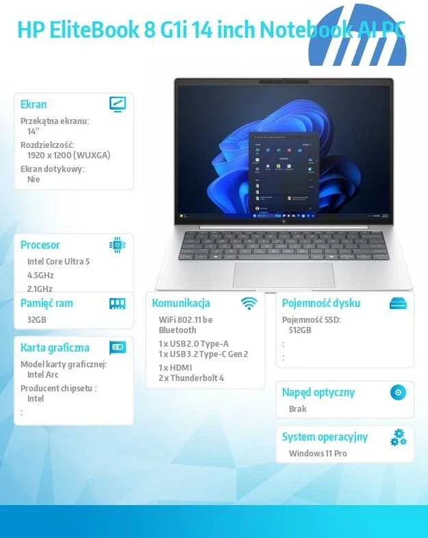 Nešiojamas kompiuteris HP INC nešiojamasis kompiuteris 8G1i14 5-228V/14SV/512/32/130V/W11P/3YO
