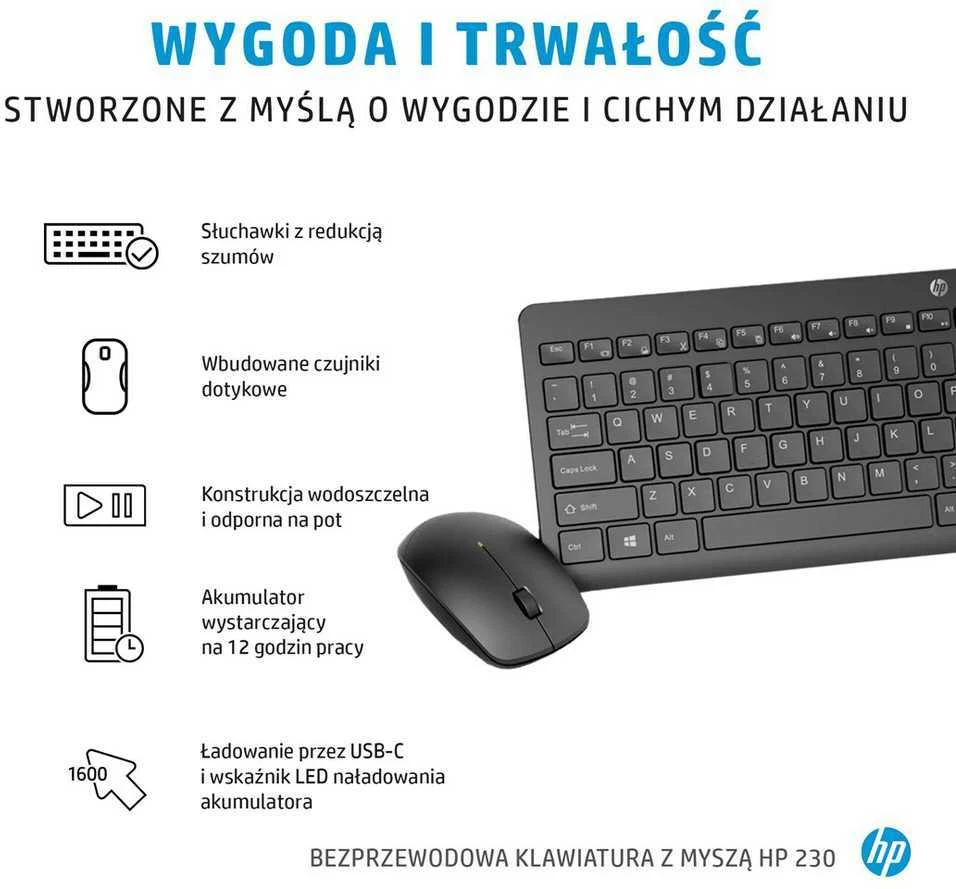 Hewlett Packard (HP) HP 230 Belaidė klaviatūra ir pelė Combo