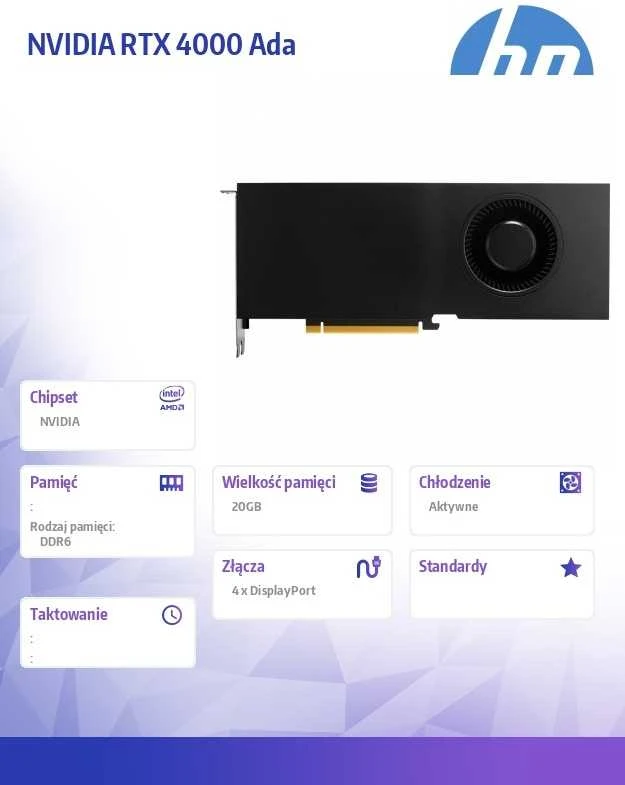Vaizdo plokštė HP RTX 4000 Ada Generation 20GB GDDR6 (8D6B7AA)