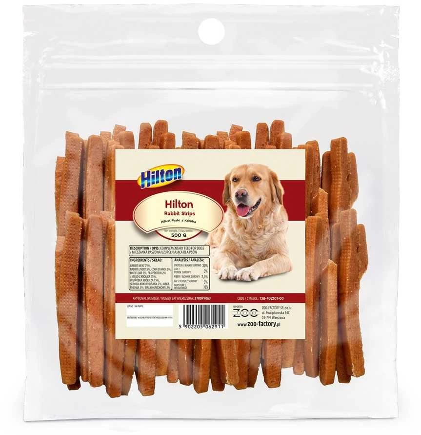 HILTON triušio juostelės - šunų skanėstas - 500g
