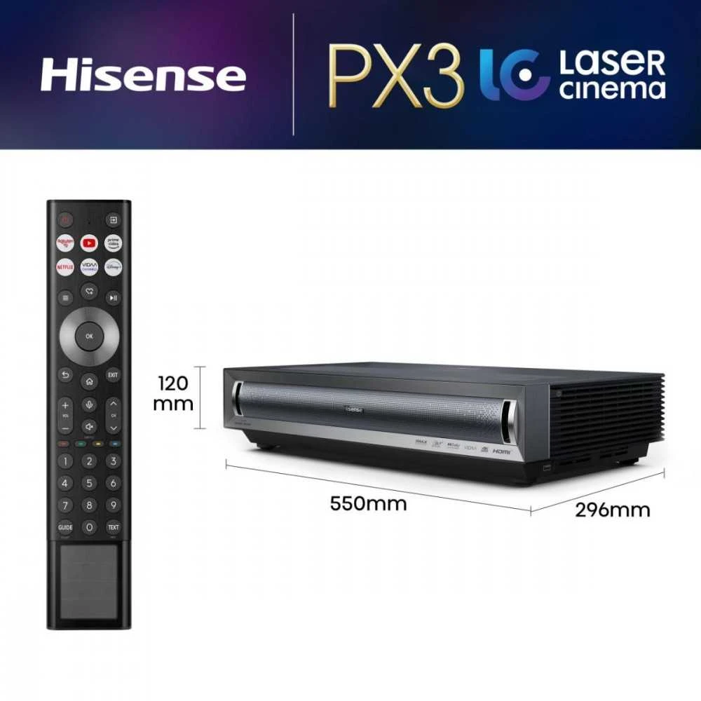 Projektorius lazerinis tv hisense px3 80-150" 4k