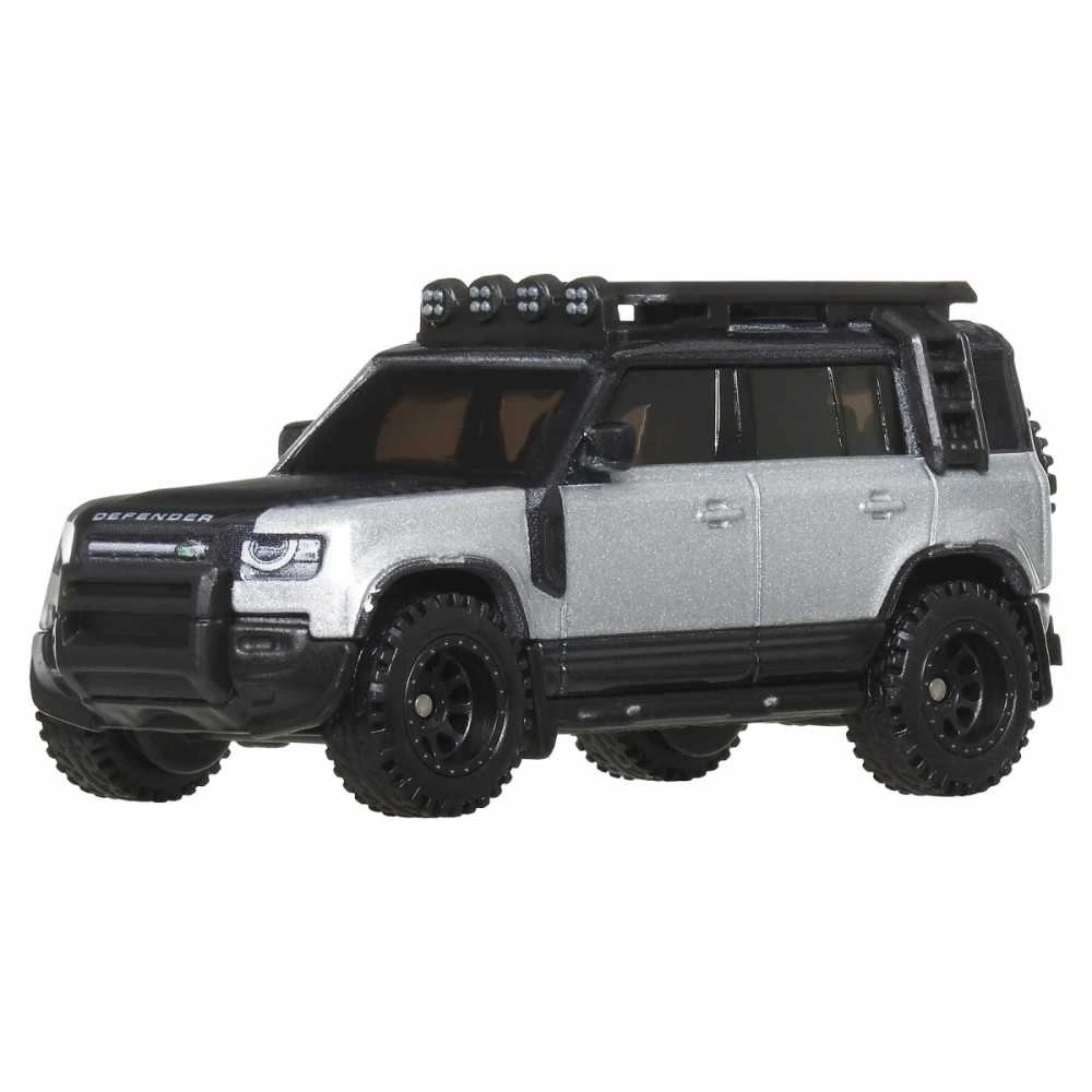 Mattel Žaisliniai Hot Wheels automobiliai Jaguar MK1 ir Land Rover Defender 110 1:64 sidabriniai