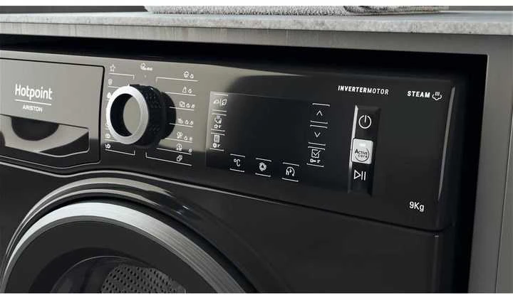 Skalbimo mašina Juodos spalvos skalbyklė Hotpoint Ariston NLCD 948 BS A EU