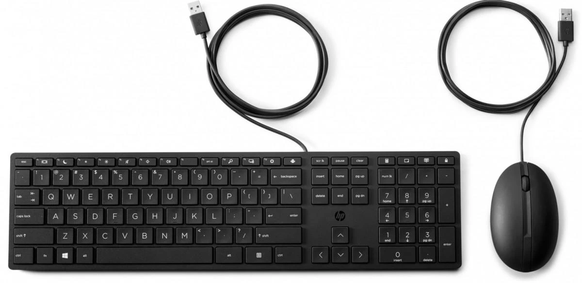 Klaviatūra Hewlett Packard (HP) „HP 320MK“ USB laidinės pelės ir klaviatūros rinkinys – juodas – JAV anglų kalba