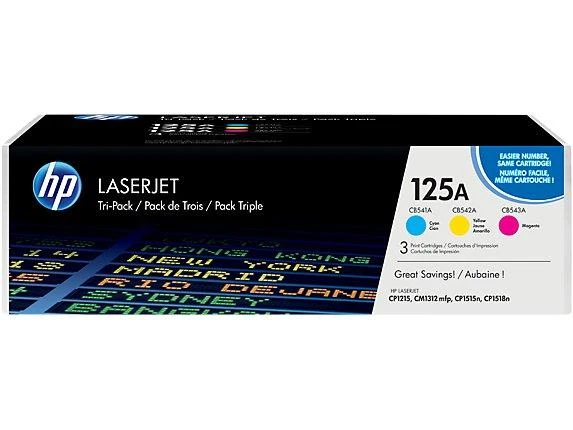 Hewlett Packard (HP) HP 125A, skirtas Color LaserJet CP1210/CP1510/CM1312 serijai C,Y,M (kiekvienas 1 400 puslapių)