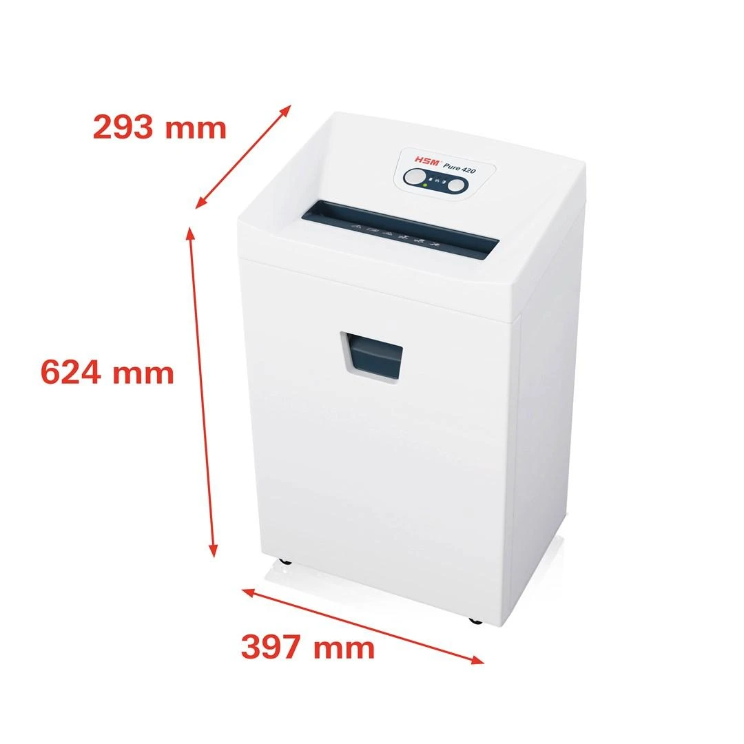 Dokumentų naikiklis HSM Pure 420 - juostelės 3,9mm/ 17-19 lap. 80 g/ 35 l