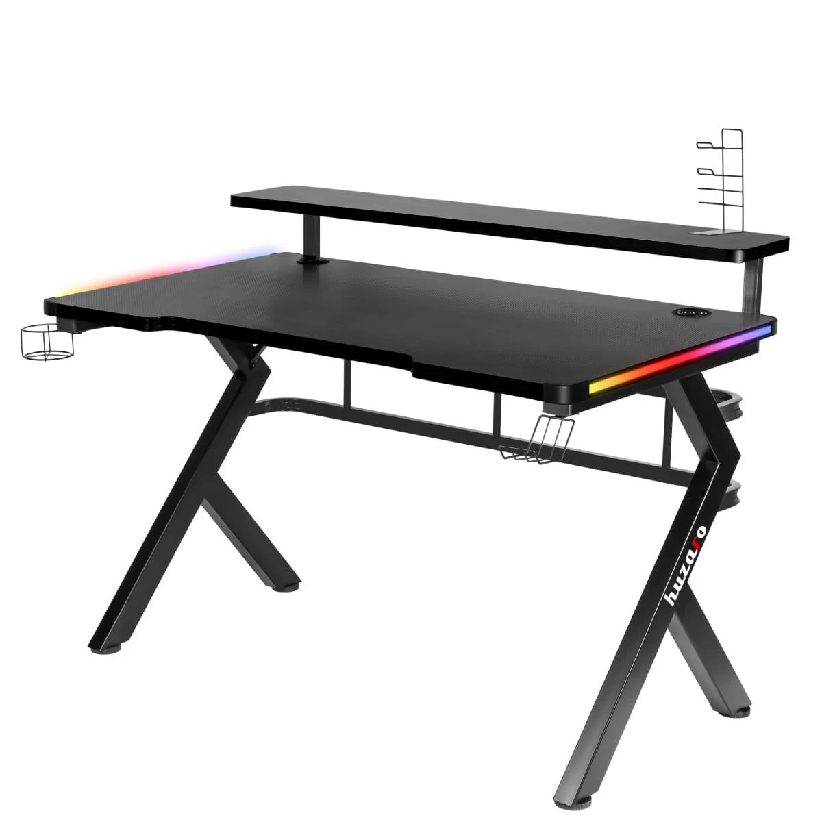 Žaidimų stalas Huzaro Hero 5.0 RGB, Juodos spalvos
