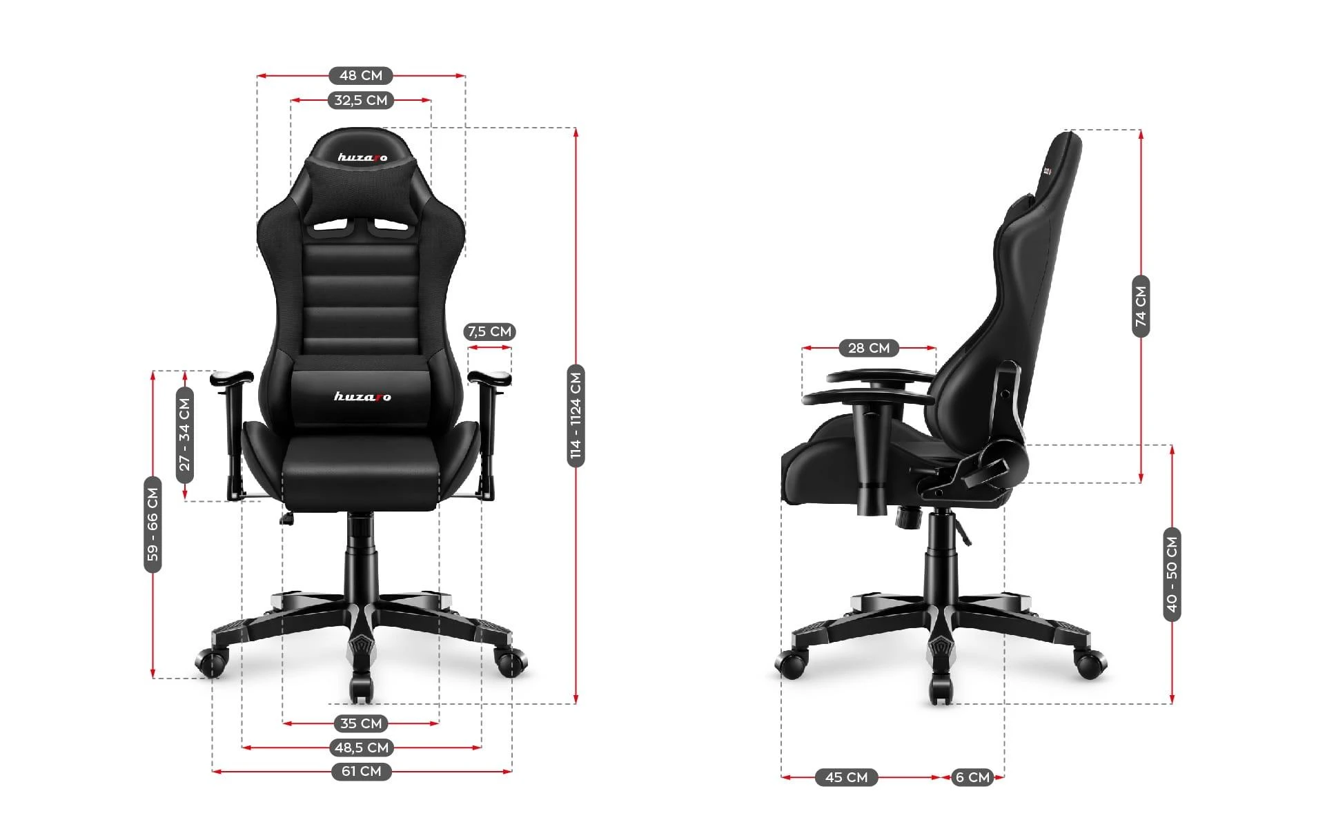 Žaidimų kėdė vaikams Huzaro Ranger 6.0, Juodos spalvos