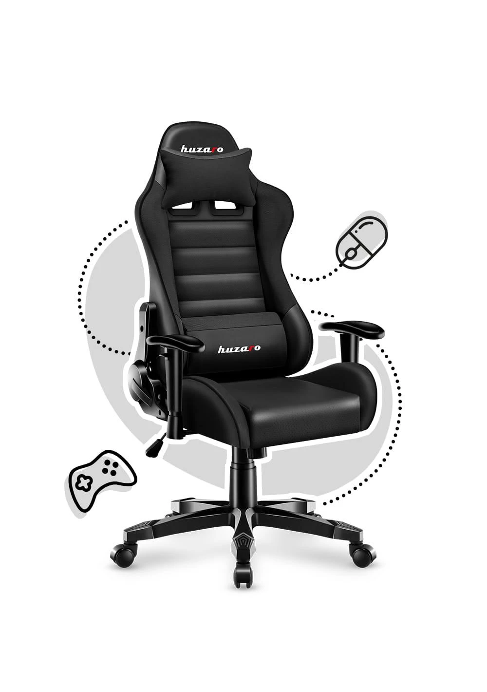 Žaidimų kėdė vaikams Huzaro Ranger 6.0, Juodos spalvos