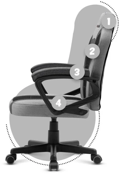 Žaidimų kėdė vaikams Huzaro Ranger 1.0, Juodos/Pilkos spalvos