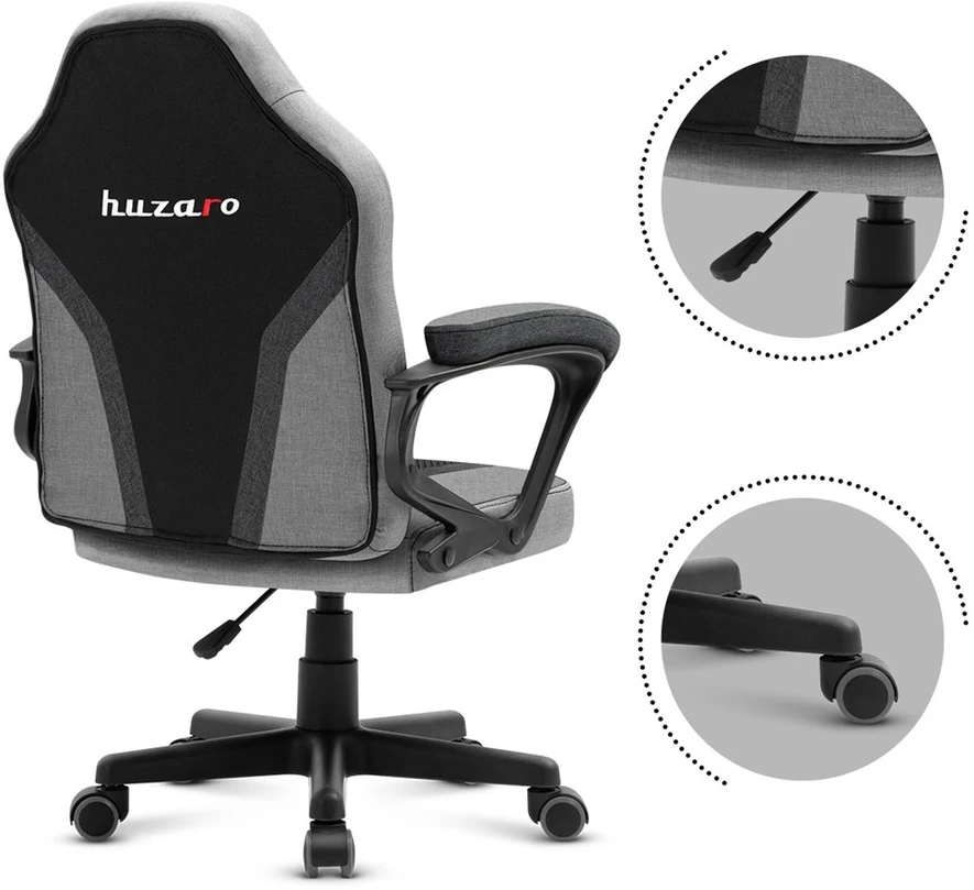 Žaidimų kėdė vaikams Huzaro Ranger 1.0, Juodos/Pilkos spalvos