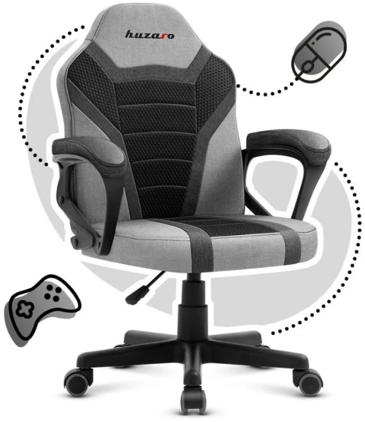 Žaidimų kėdė vaikams Huzaro Ranger 1.0, Juodos/Pilkos spalvos