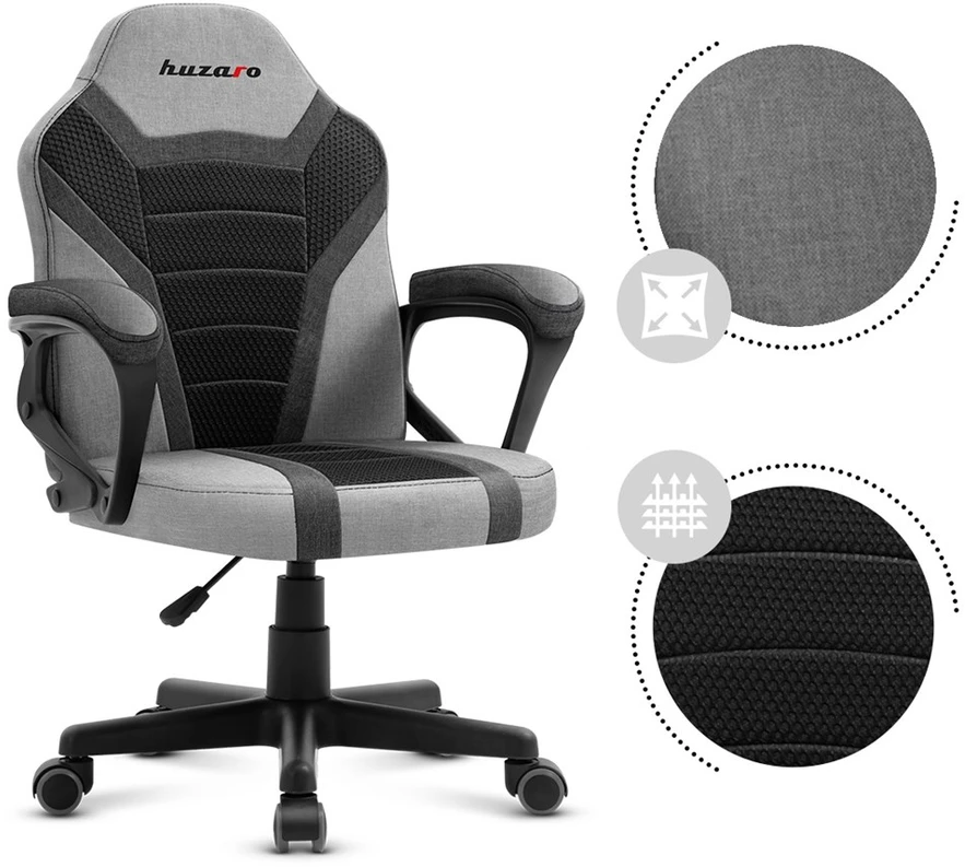Žaidimų kėdė vaikams Huzaro Ranger 1.0, Juodos/Pilkos spalvos