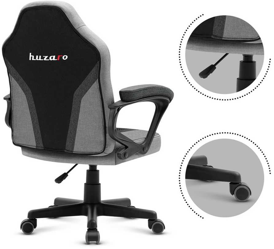 Žaidimų kėdė vaikams Huzaro Ranger 1.0, Juodos/Pilkos spalvos