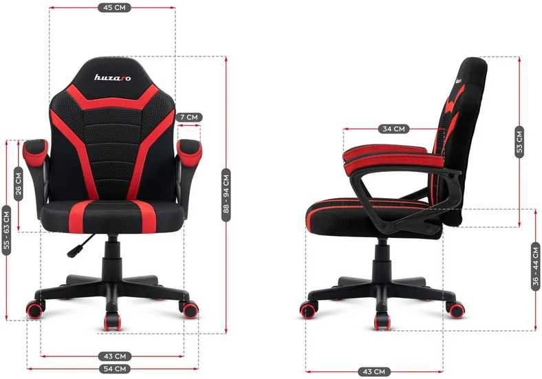 Huzaro „Hz-Ranger 1.0“ raudona tinklinė žaidimų kėdė vaikams