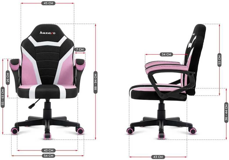 Huzaro Žaidimų kėdė dla dziecka hz-ranger 1.0 pink mesh