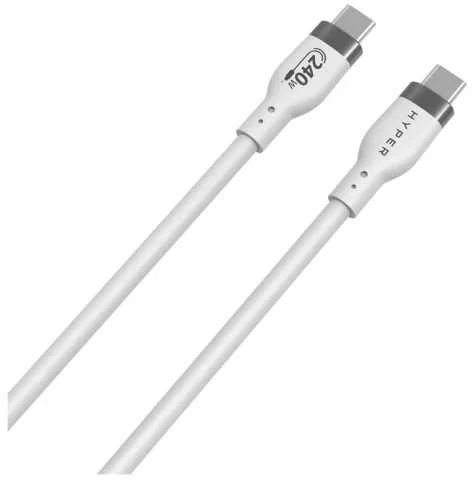 HyperDrive Kabelis hyper juice 240w silikoninis usb-c į usb-c laidas 2m - baltas