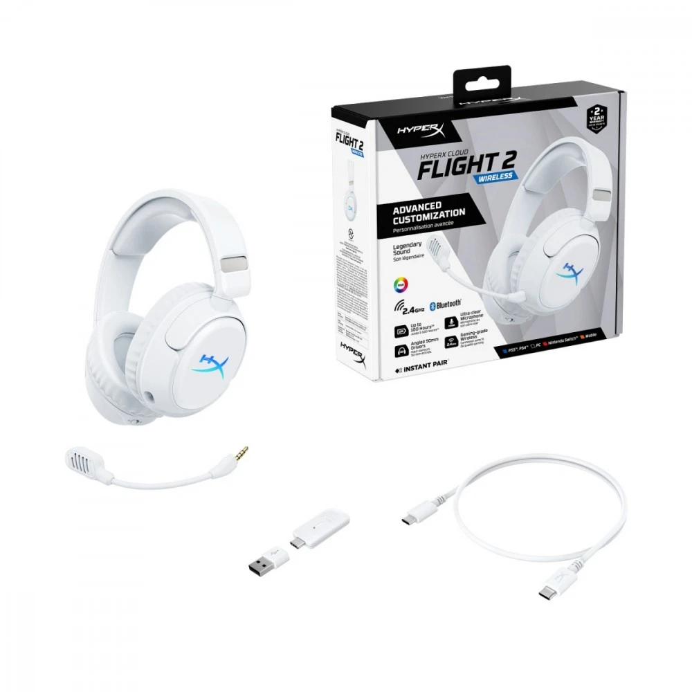 Ausinės HyperX Cloud Flight 2 Belaidės balta